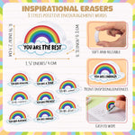 Fullhawl rainbow shaped motivational mini pencil erasers set
