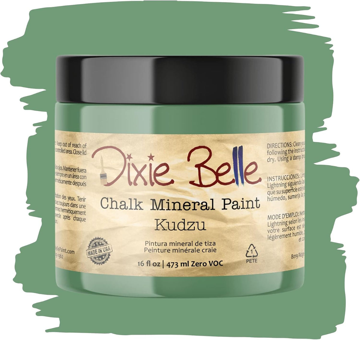 Sixteen Ounce Jar Of Kudzu Natural Green Chalk Paint For DIY Crafts