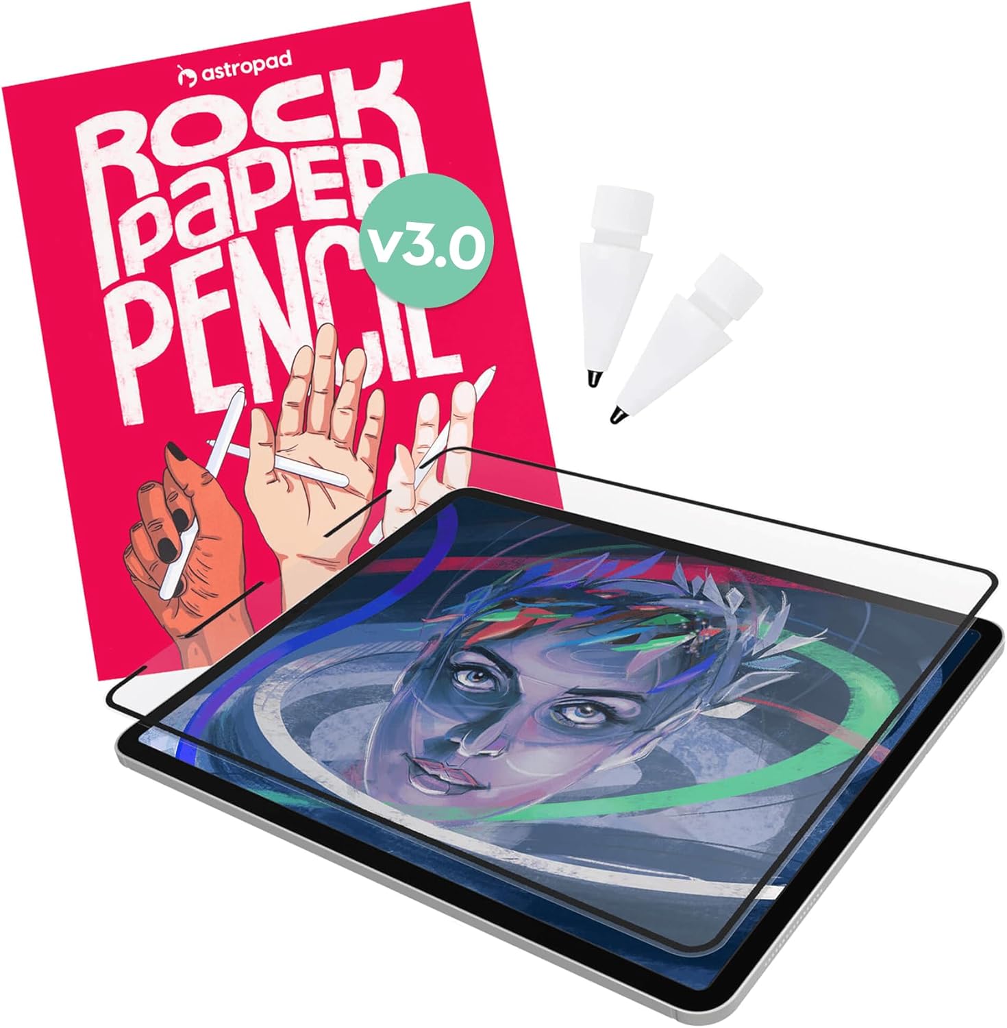 Astropad Rock Paper Pencil V3.0 front view on 13-inch iPad