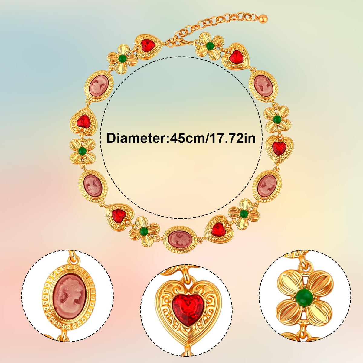 Mikovivi chunky charm necklace cameo heart detail