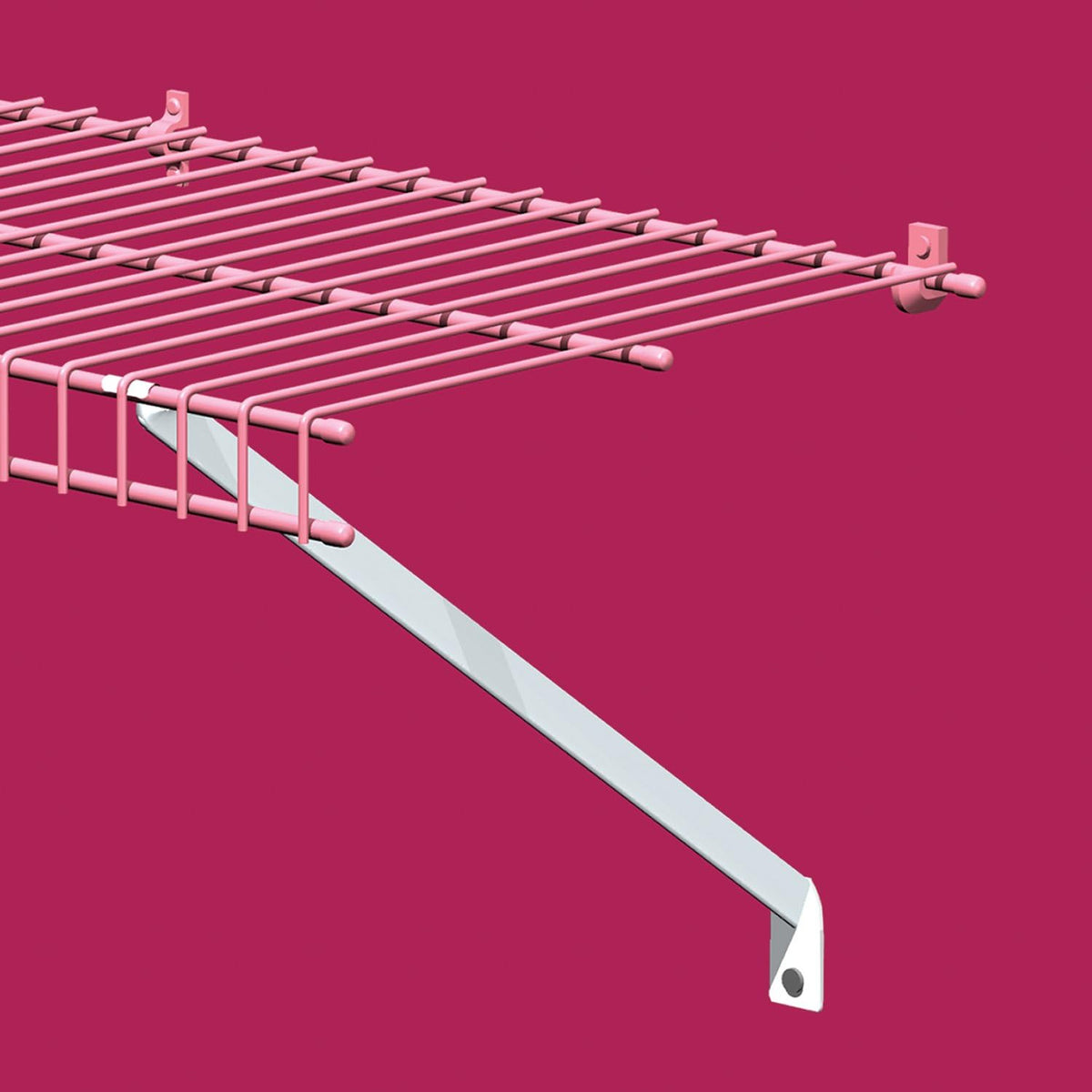 White epoxy coated steel bracket for closet organization system