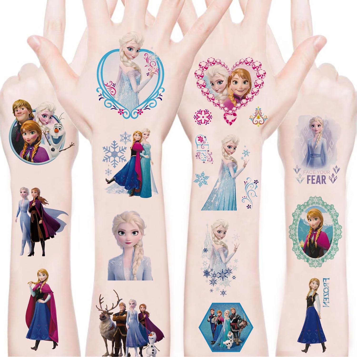100Sheets 5 * 5 Disney Frozen Temporary Tattoos Birthday Themed Party Supplies Decoration Favors Cartoon Frozen Sticker for Kids Boys Home Activity Class Prizes Carnival Christmas Rewards - Image 1