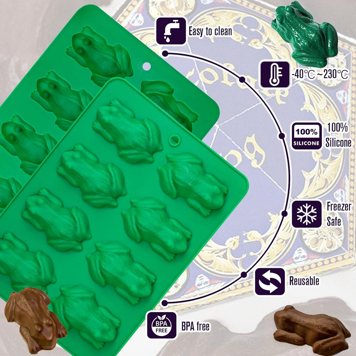 Webake chocolate frog mold cavity detail view