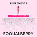 Back label specifications of Eqqualberry hydrating facial toner