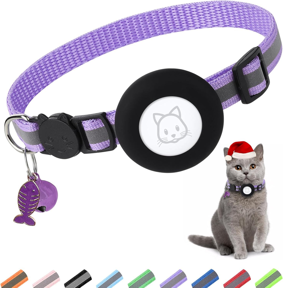 Airtag Cat Collar, Air tag Cat Collar with Bell and Safety Buckle in 3/8" Width, Reflective Collar with Waterproof Airtag Holder Compatible with Apple Airtag for Cat Dog Kitten Puppy (Black) - Image 10