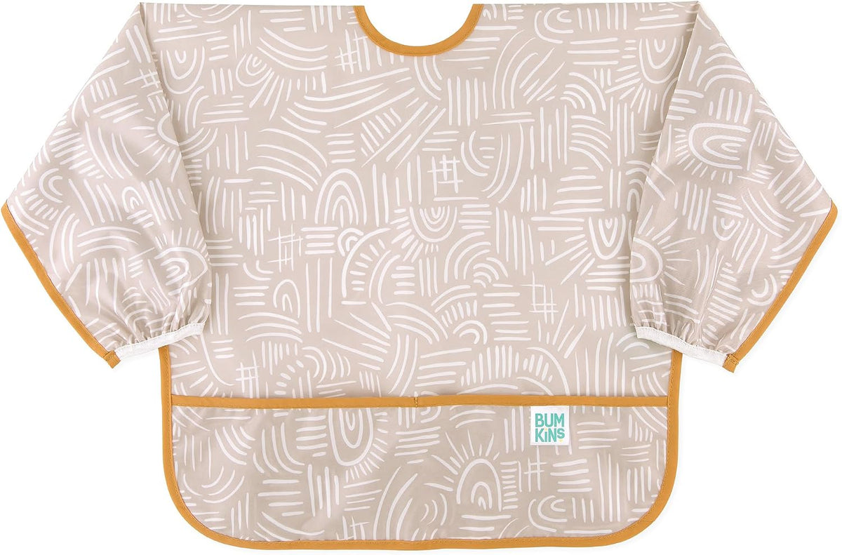 Bumkins Sleeved Bib for Girl or Boy, Baby and Toddler for 6-24 Mos, Essential Must Have for Eating, Feeding, Baby Led Weaning Supplies, Long Sleeve Mess Saving Food Catcher, Soft Fabric, Gray Chevron - Image 15