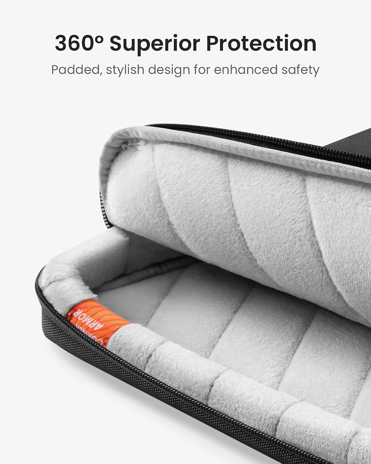 Tomtoc protective laptop case shown with adjustable and detachable shoulder strap