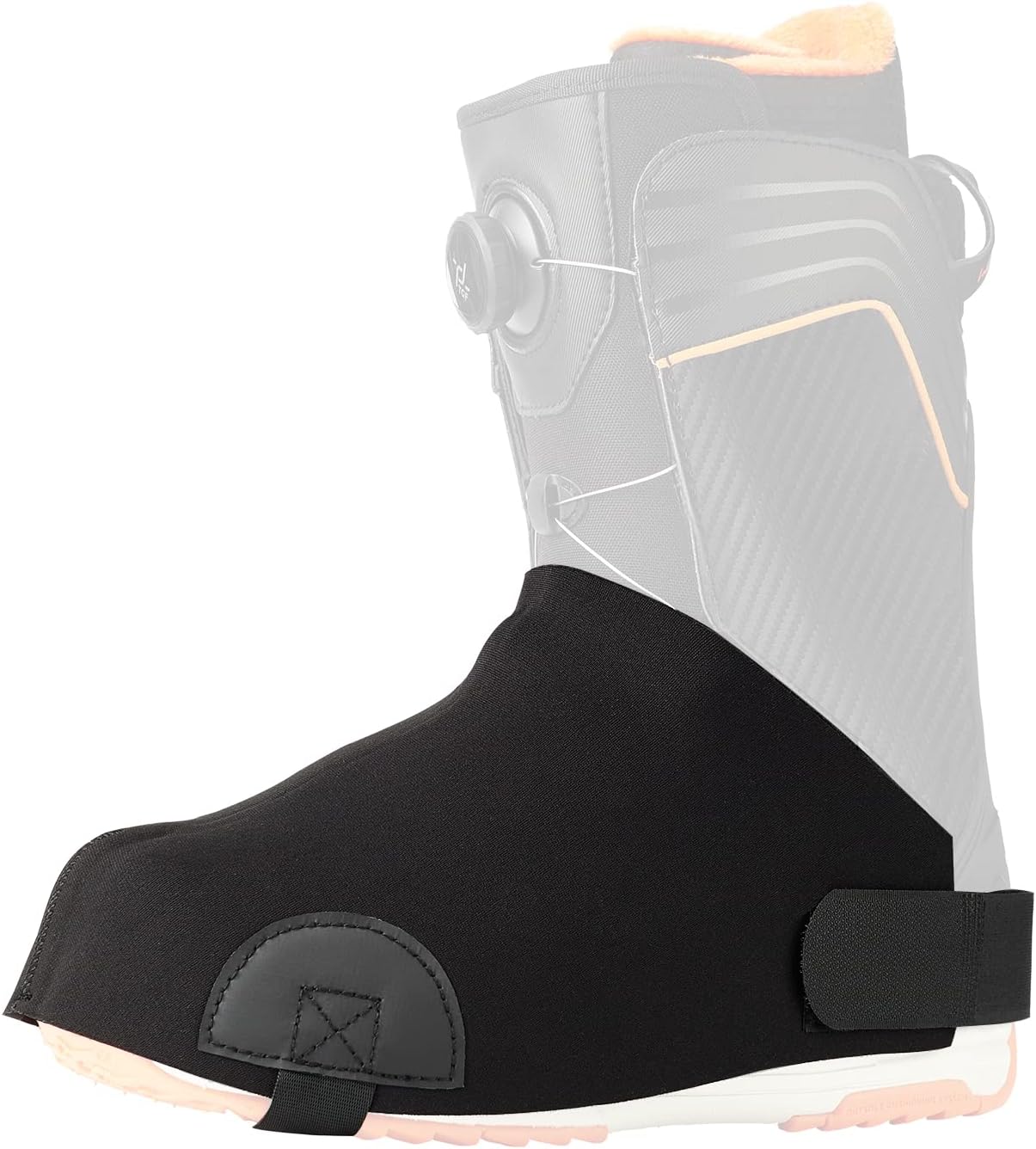 QEES Insulated Ski Boot Covers front view showing black weather resistant thermal neoprene design for winter sports