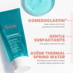 Back label of Avene Cleanance Cleansing Gel with usage instructions