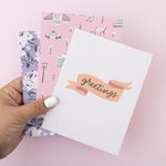 Side angle view of the boxed stationery collection