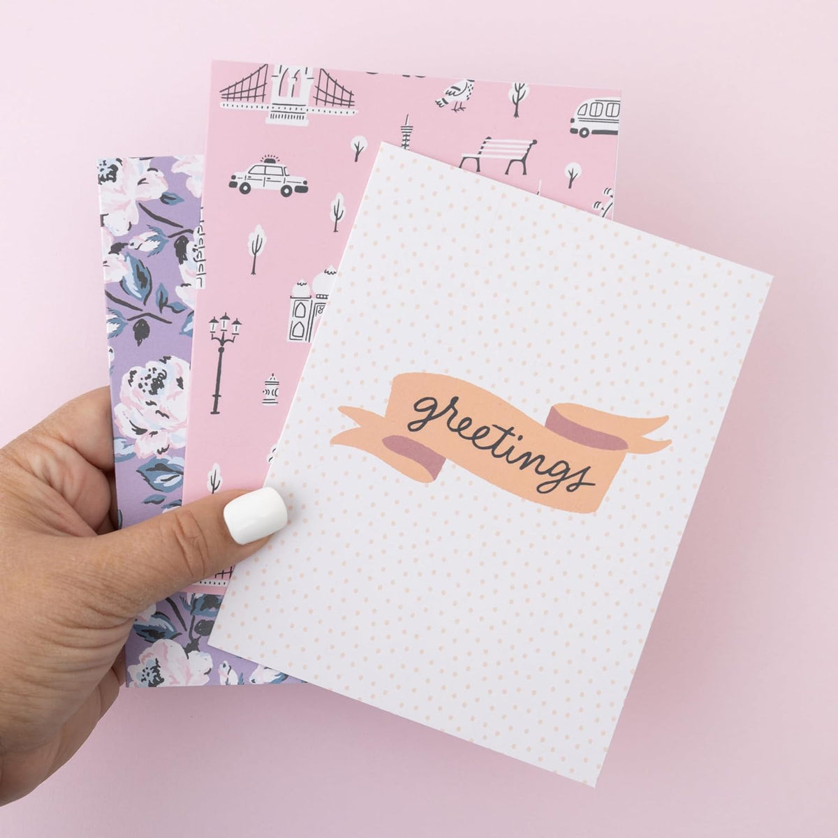 Side angle view of the boxed stationery collection