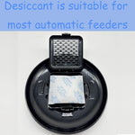 White silica gel moisture absorber packets for automatic pet feeders close up shot