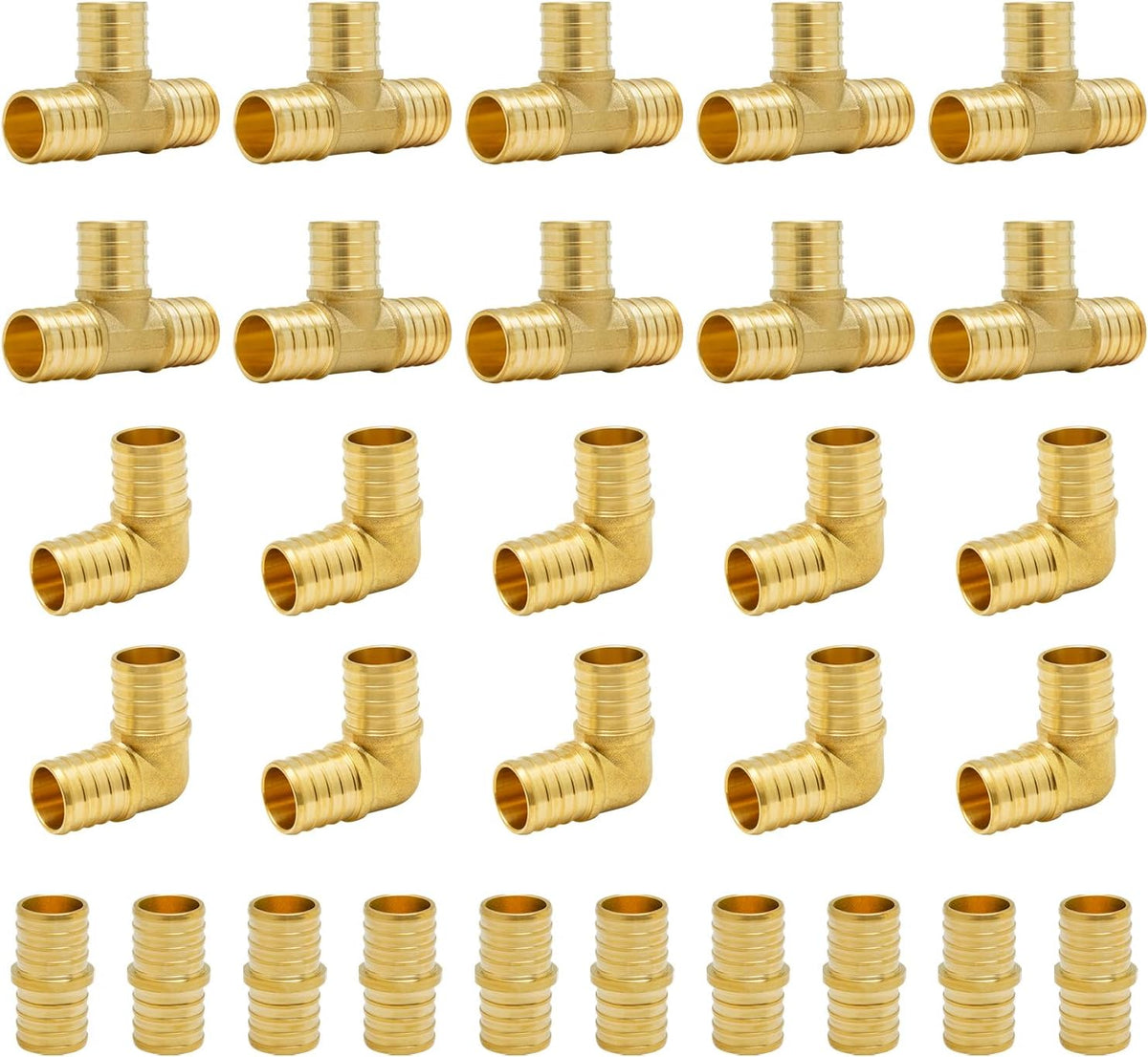 Detailed view of barbed connection ends on brass fittings