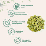 Organic unsalted pumpkin seeds texture and close up