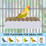 Side view of thick corrugated cardboard platform for small parrots