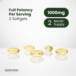 Detailed product label of Dorado Nutrition vegan Omega 3 for heart health