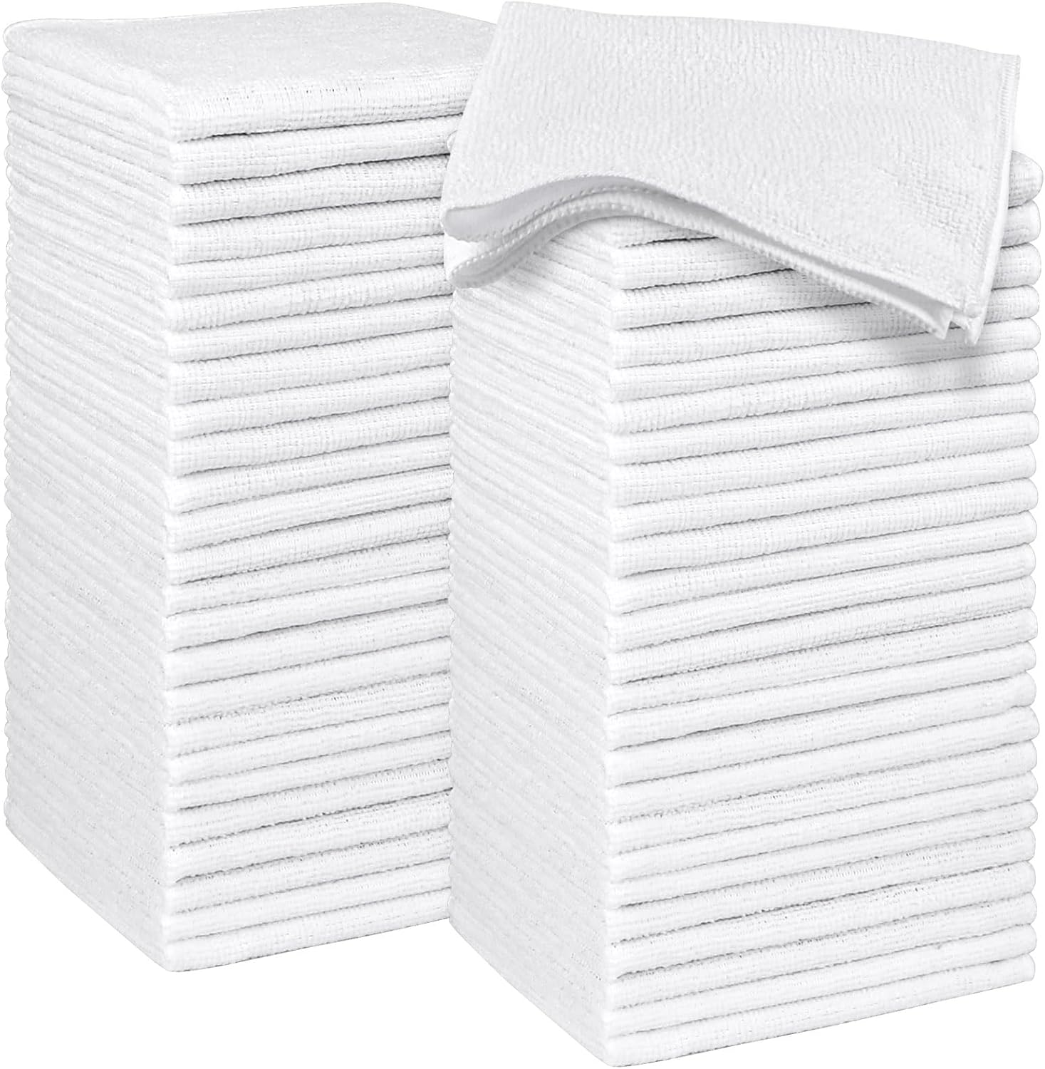 Homexcel microfiber washcloths 50 pack front view white towels