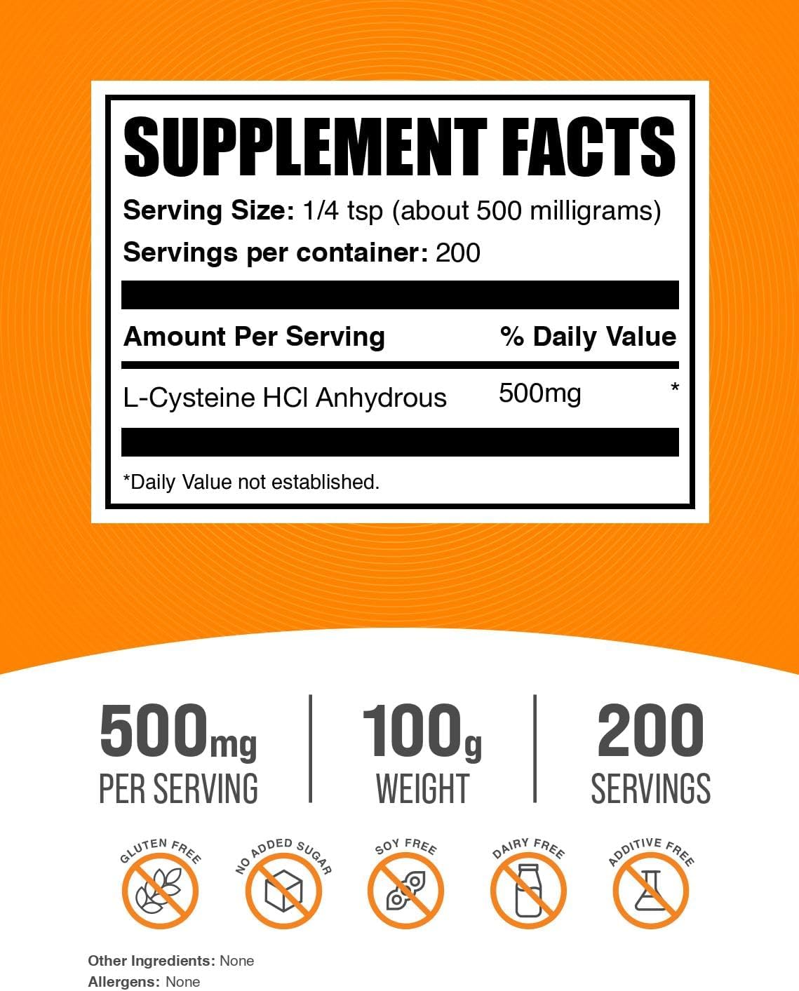 BulkSupplements pure amino acid powder supplement nutrition facts panel