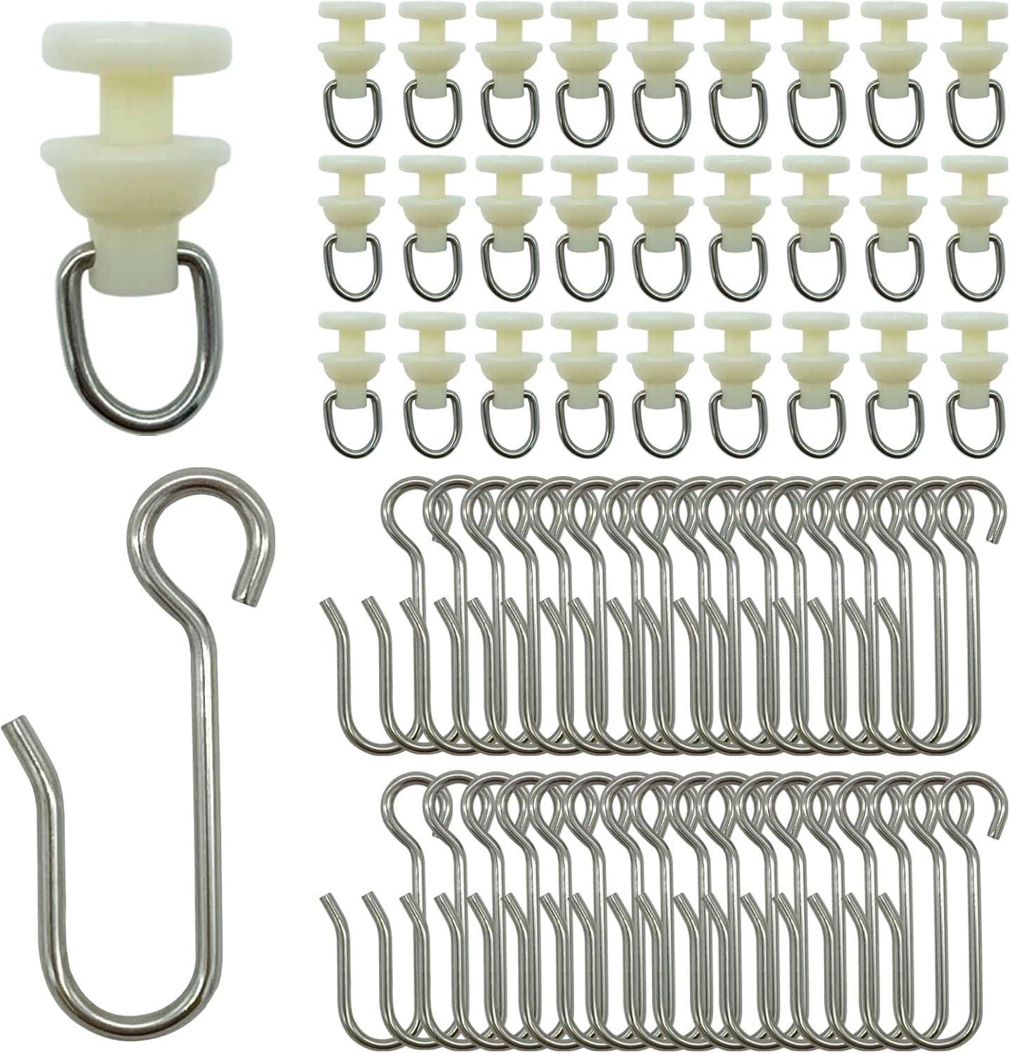 Jvnzam 100 piece shower curtain accessory set with hooks and gliders