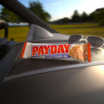Payday peanut candy bar with caramel center close up view