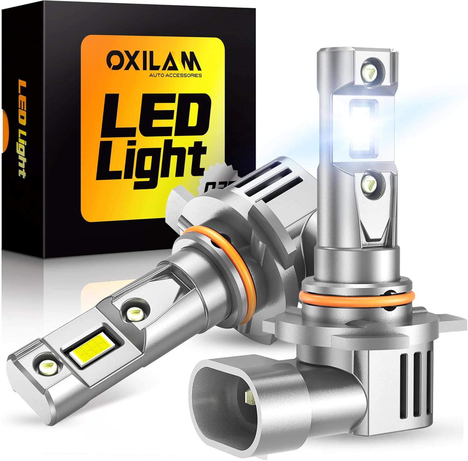 OXILAM 9012 LED Headlight Bulb front view showcasing compact one-to-one mini size profile.