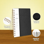 Oneirom notebook open flat on a clean desk surface