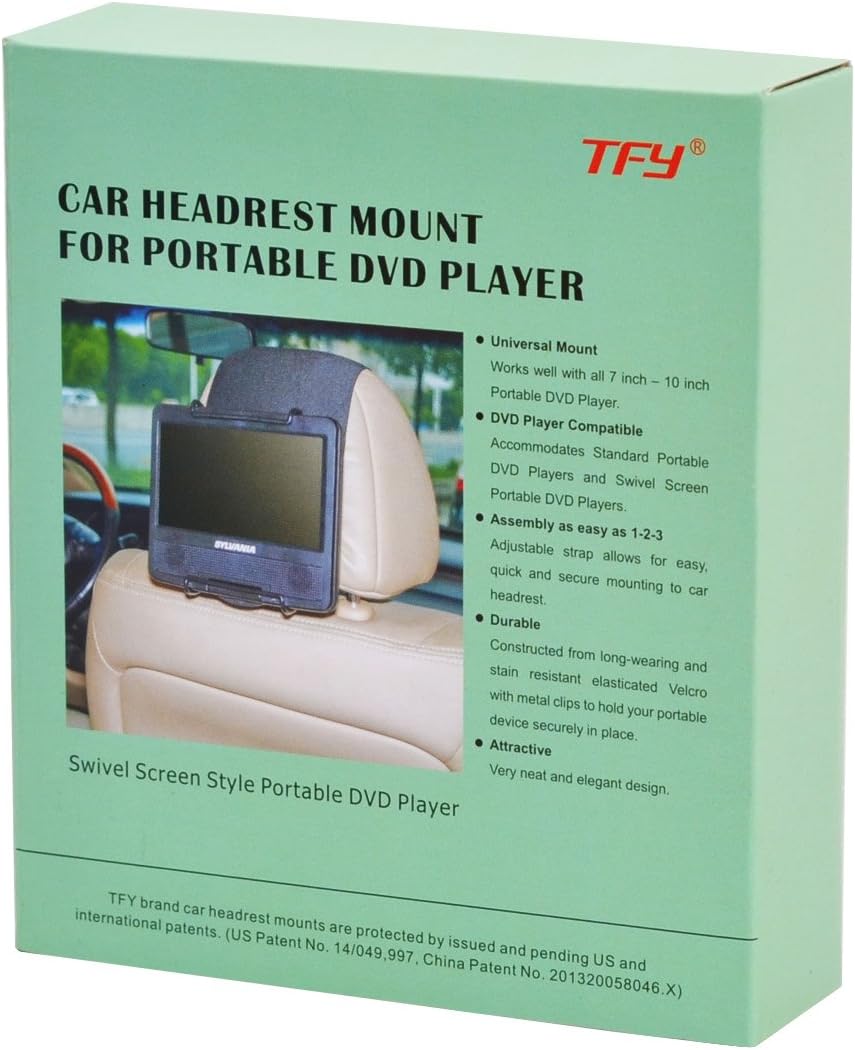 Backseat passenger view of mounted portable DVD player