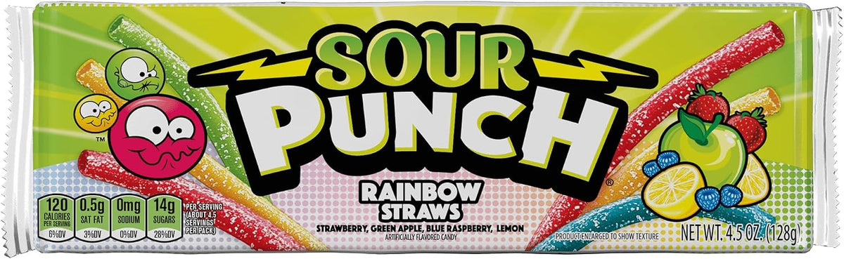 Sour Punch Straws, Sweet & Sour Flavored Soft, Chewy Candy, Tray, Blue Raspberry, 48 Oz - Image 10