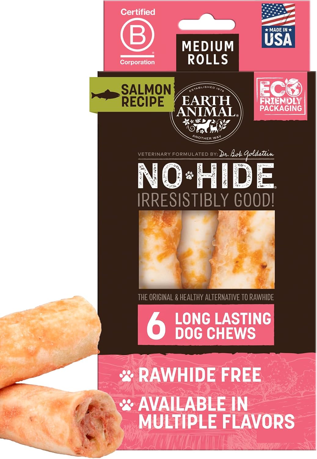 Earth Animal No Hide Chews - from the Grill Rolls Grilled Cheese Vegetarian Flavor Rawhide Free Medium Dog Chews - 3 Count - Image 10