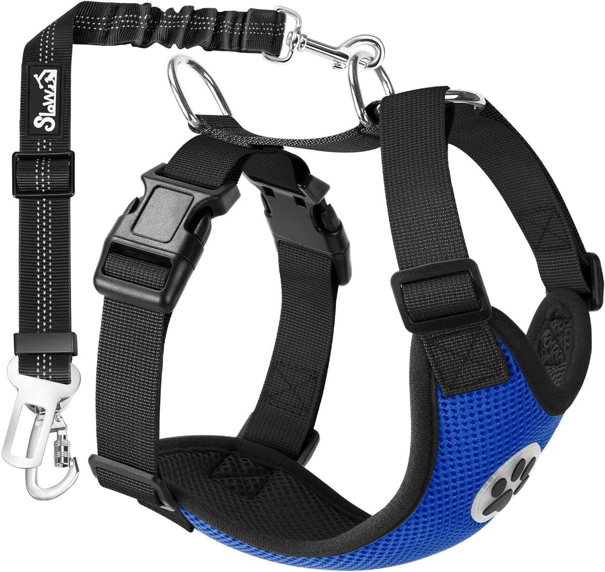 SlowTon pet safety harness with elastic bungee tether