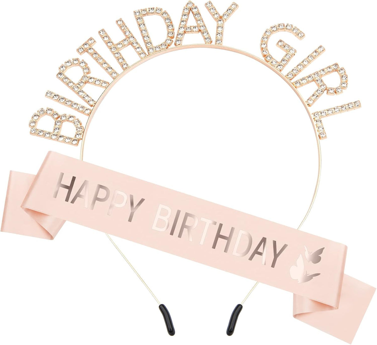 Women's Glitter Birthday Sash and Tiara Set - Sliver and White Rhinestone Headband, Crowns, and Happy Birthday Decorations - Image 14