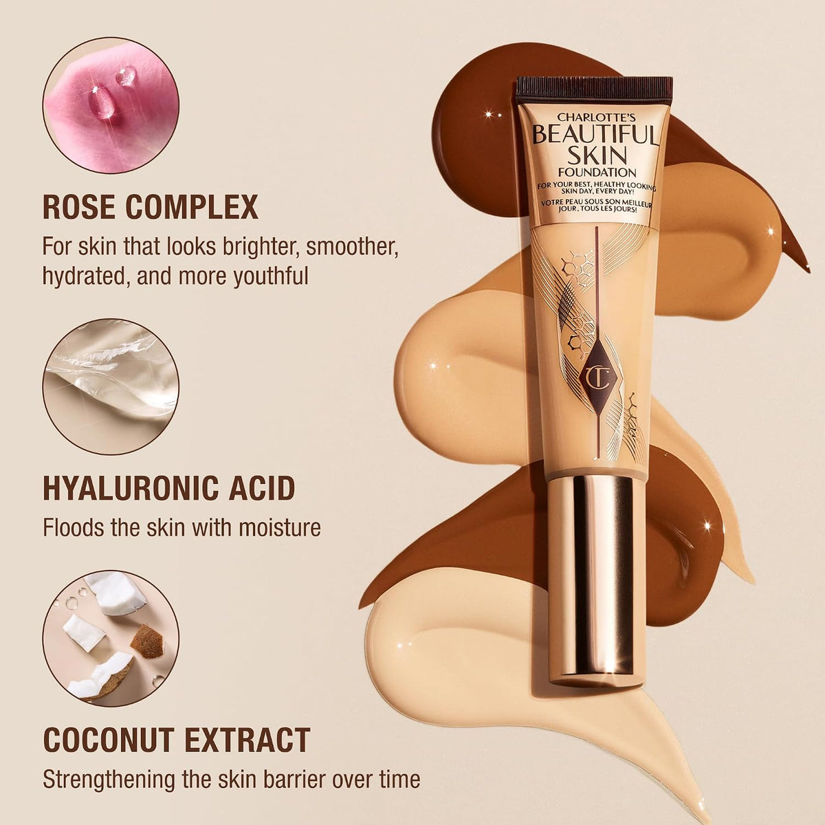 Charlotte Tilbury Beautiful Skin liquid foundation tube showing shade label