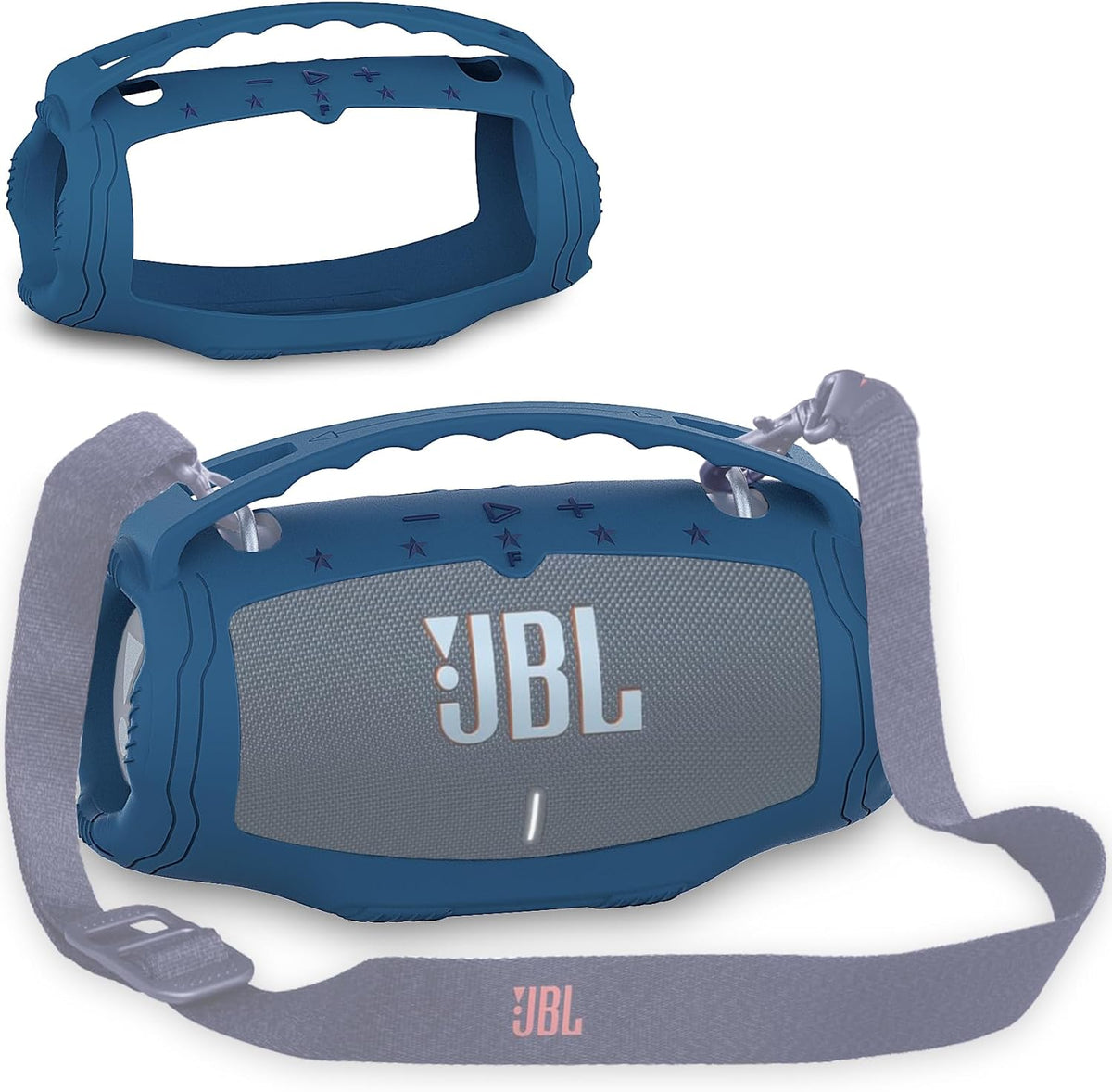 JCHPINE silicone cover case for JBL Xtreme 4 front view showing protective blue skin.