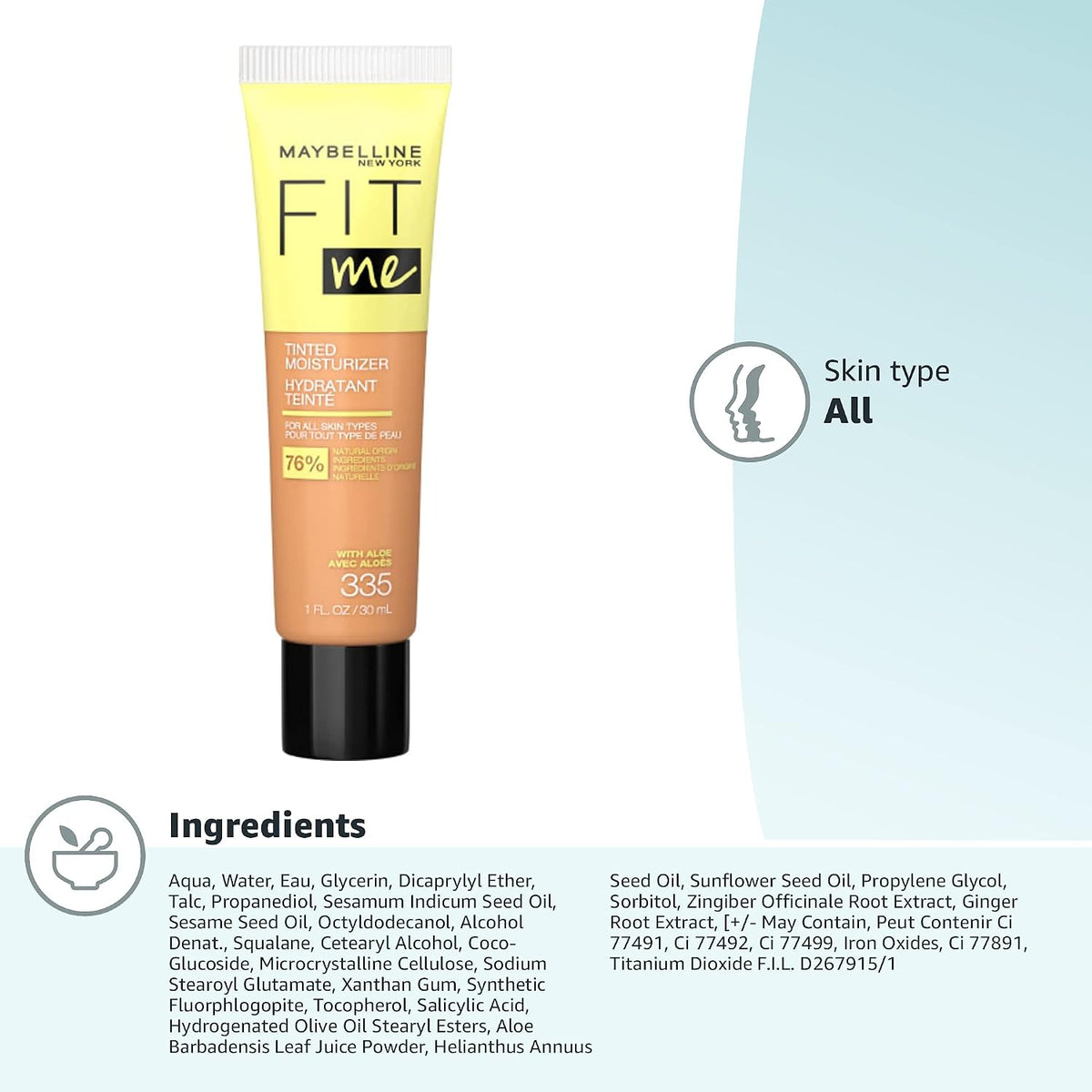 Maybelline Fit Me Tinted Moisturizer, Natural Coverage, Face Makeup, 335, 1 Count - Image 10
