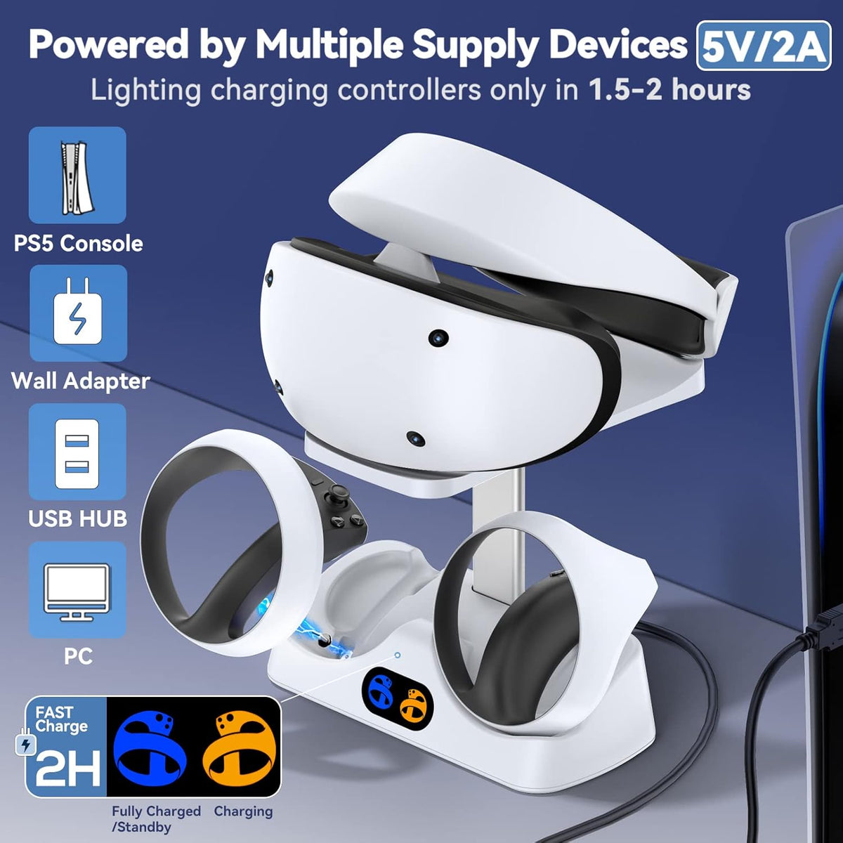 Tokluck PSVR2 charging station with dual controllers docked