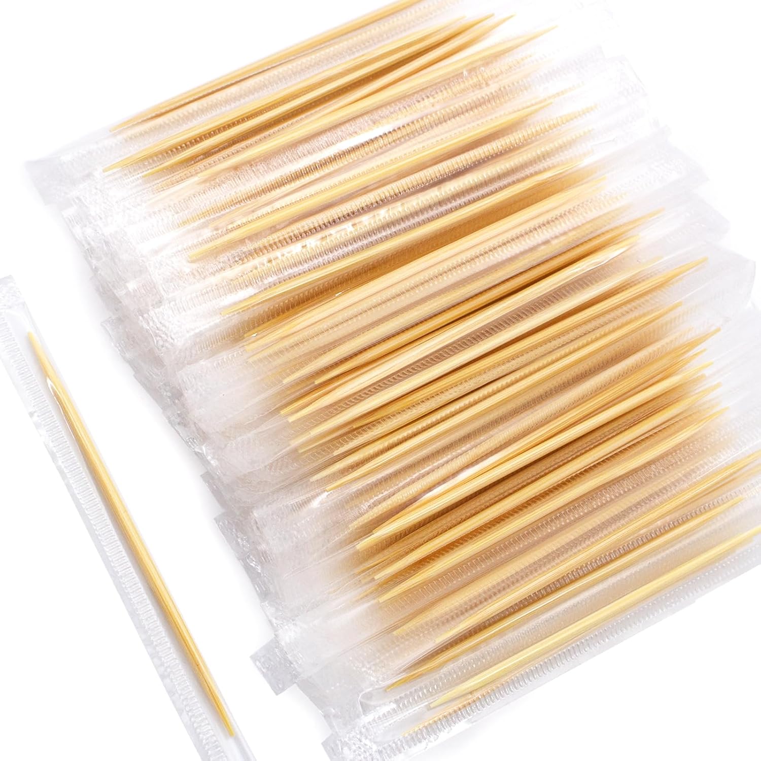 Blue Top bamboo individually cello wrapped toothpicks front view of retail box