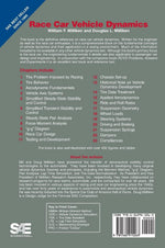 Race Car Vehicle Dynamics technical engineering textbook spine and back cover