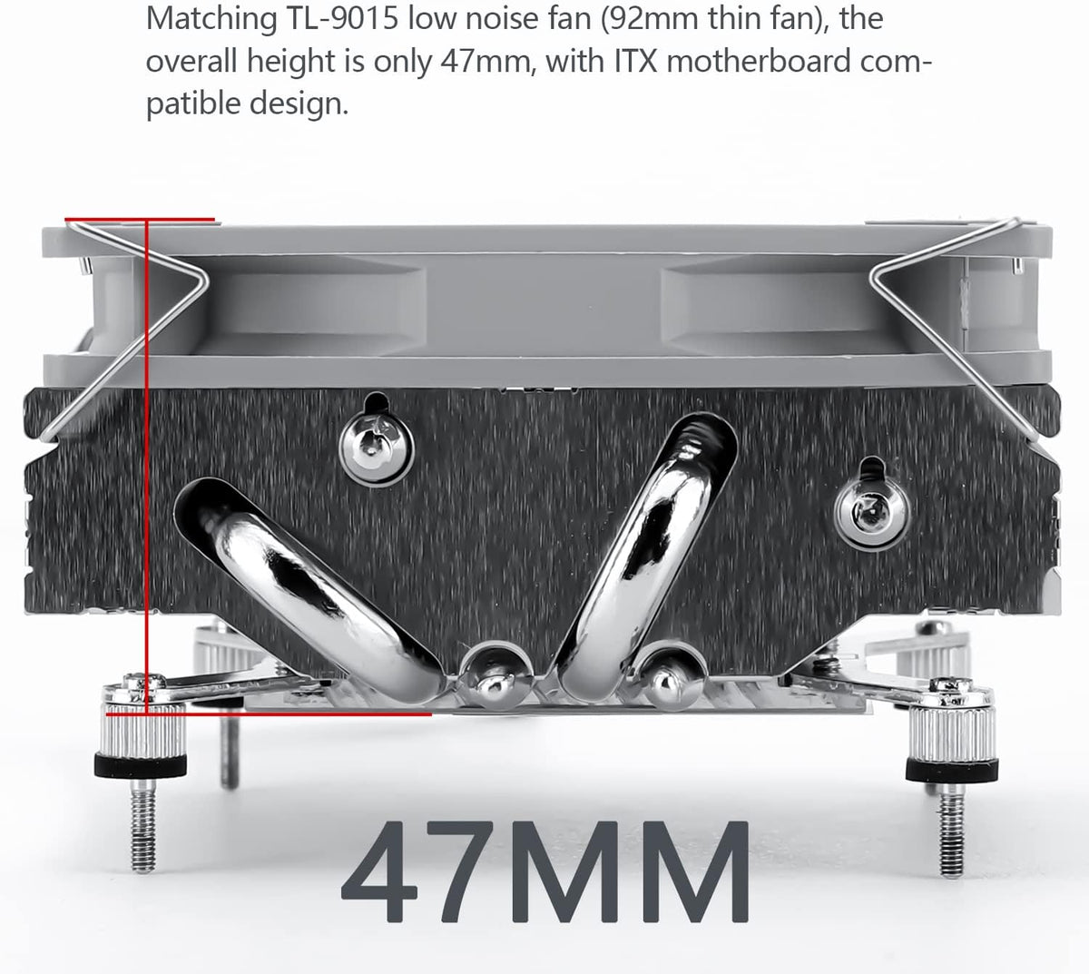 Thermalright AXP90-X47 installed on motherboard in ITX case