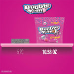 Back panel of BUBBLE YUM Original Flavored Bubble Gum Bag highlighting nutritional information and ingredients.