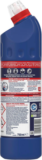 Domestos 750ml bottle back label usage instructions