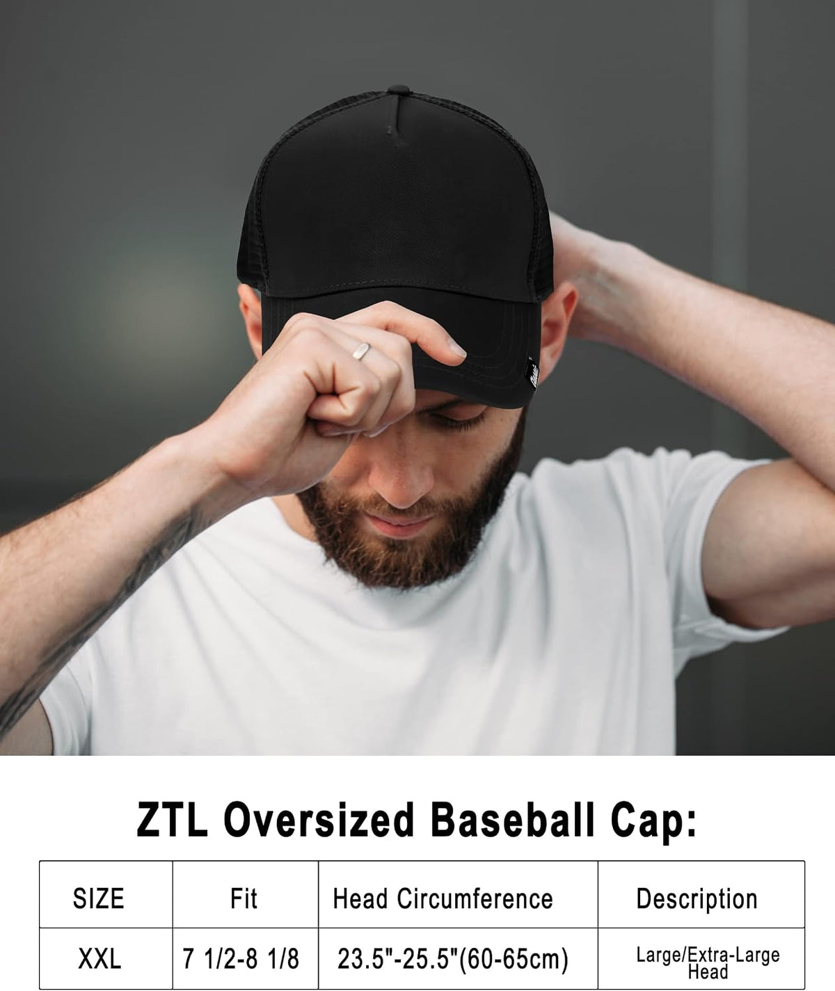 Ztl plus size mesh trucker hat interior construction detail