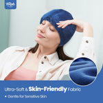 Hilph cold and heat therapy cap shown folded with its reusable gel packs