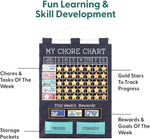 Child interacting with daily chore and reward task slots