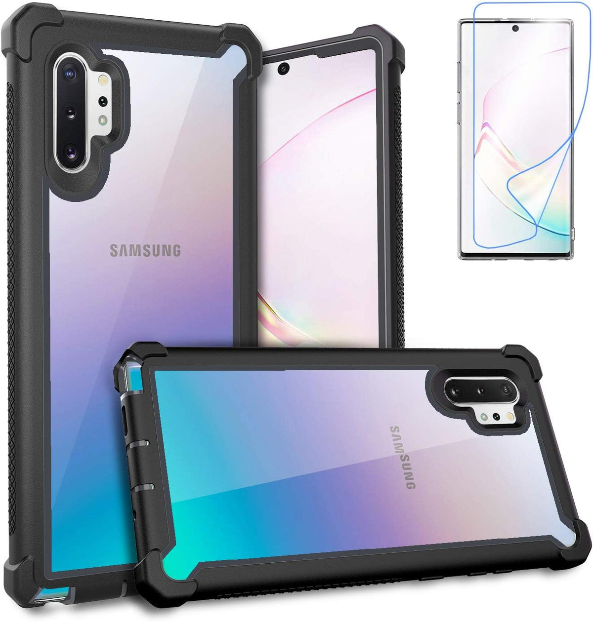 Case for Samsung Galaxy Note 10 Plus Case with Screen Protector, Full Body Protective Hybrid Dual Layer Shockproof Acrylic Back Case Cover for Galaxy Note 10 Plus 5G 6.8 inch (White Pink) - Image 10