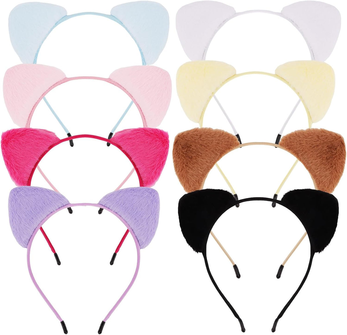 ACO-UINT 8 Pack Cat Ears Headbands front view cute hair accessories