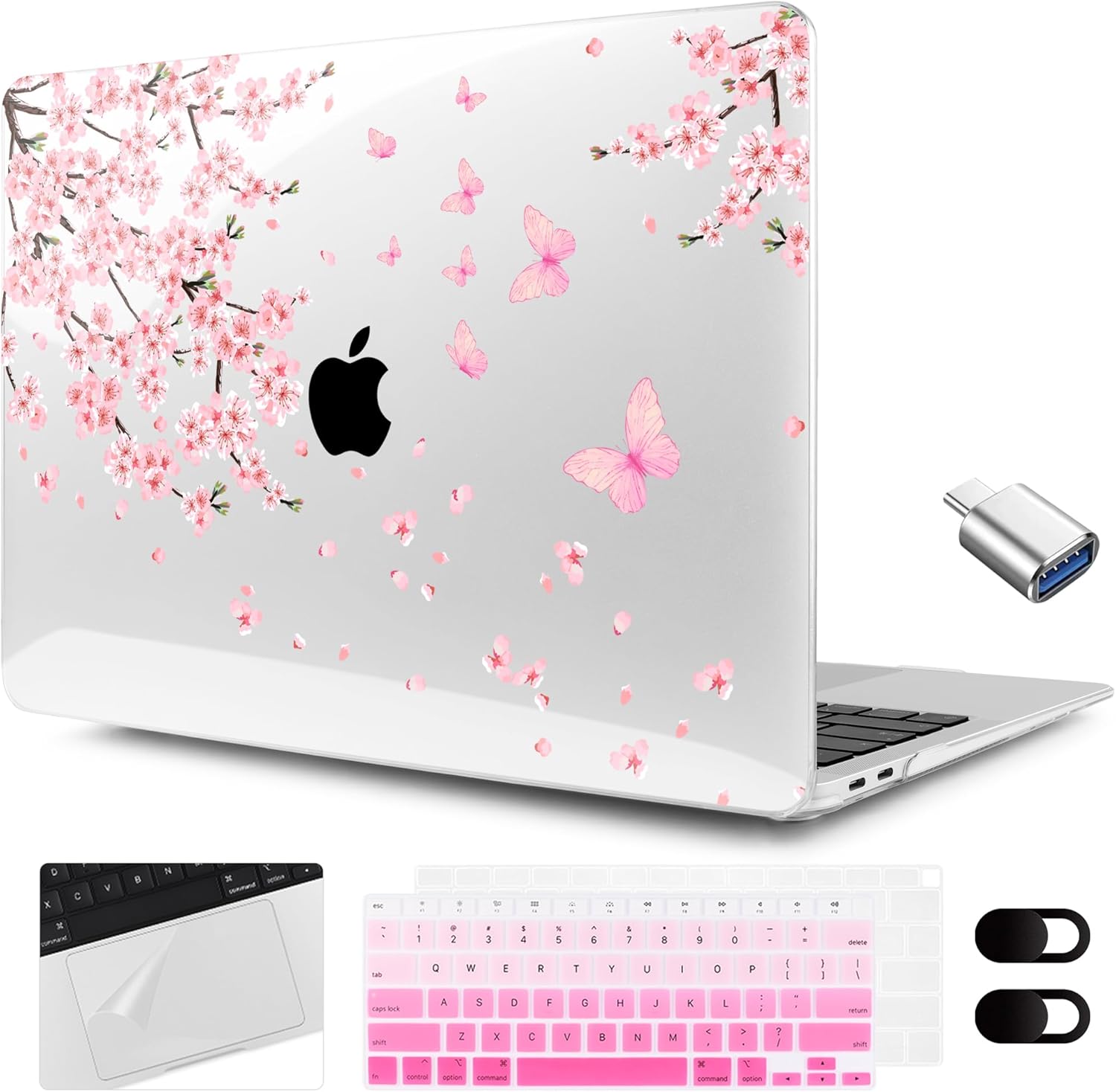 MEEgoodo MacBook Air 13.3 inch M1 cherry blossoms protective hard shell case front view