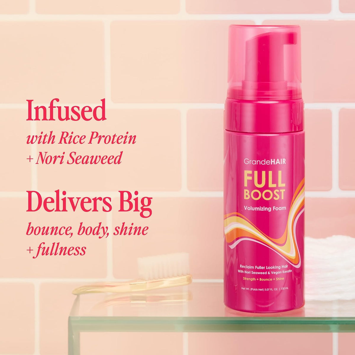 Grande Cosmetics hair styling foam side label details