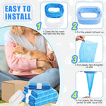 Durable scratch resistant cat litter refill being placed inside a standard waste pail.