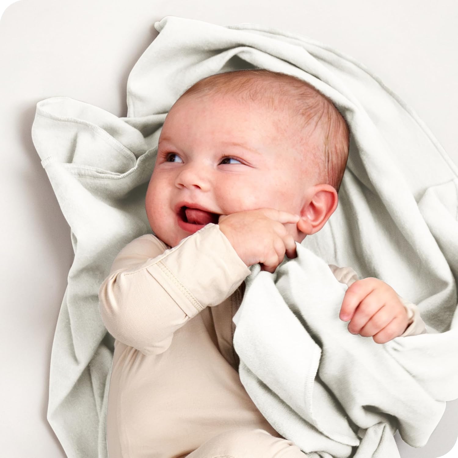 Bare Home cotton flannel receiving blankets cream set front view