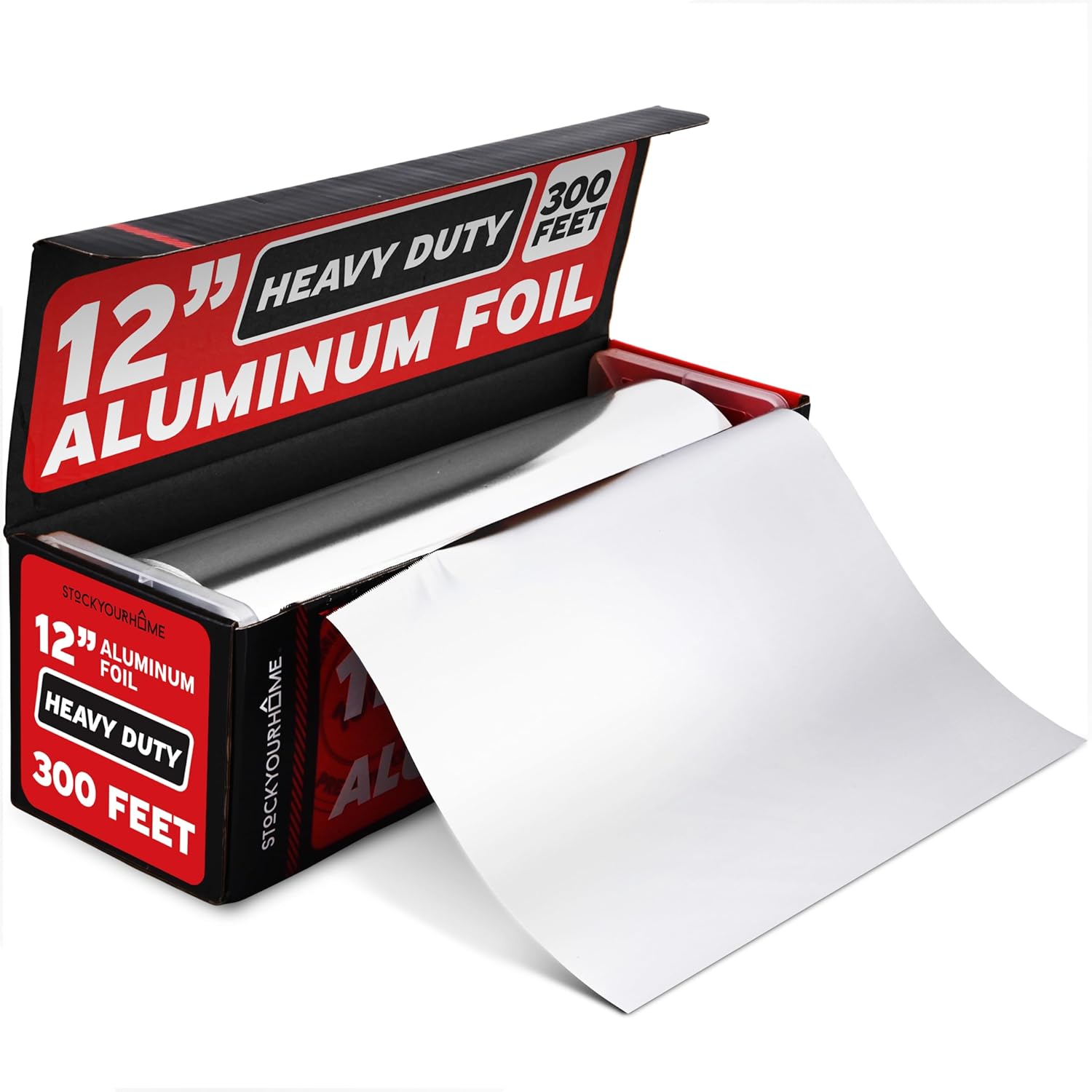 Stock Your Home Heavy Duty Aluminum Foil Roll front view 300 feet bulk kitchen wrap.